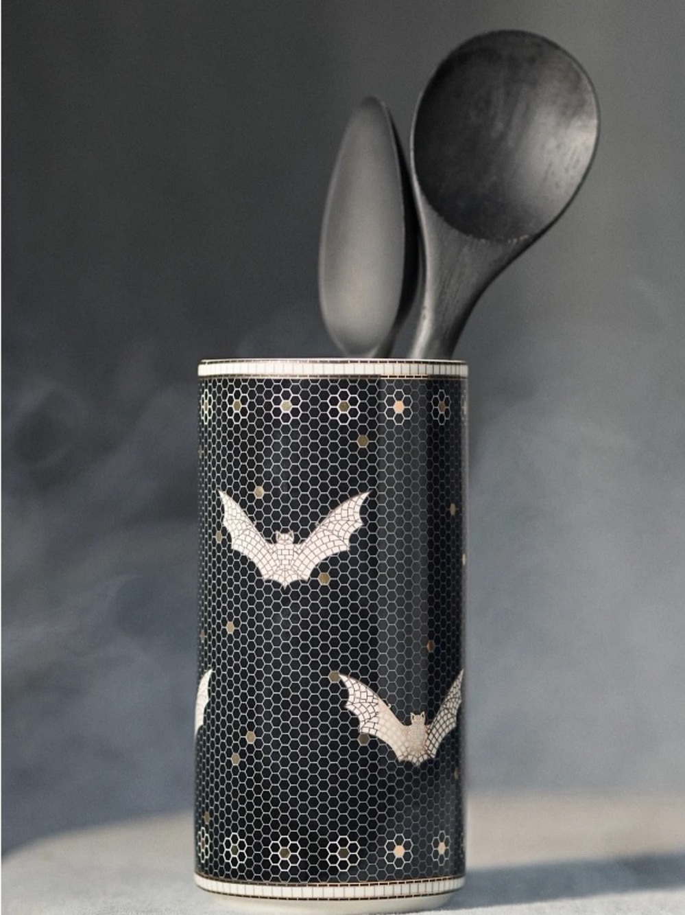 Anthropologie The Bistro Tile Stoneware Vase: Bats, NWT!